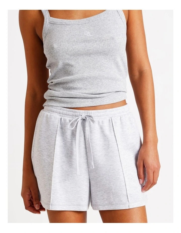 Chloe & Lola Pintuck Scuba Short in soft stretch modal fabric, featuring a drawcord and regular fit