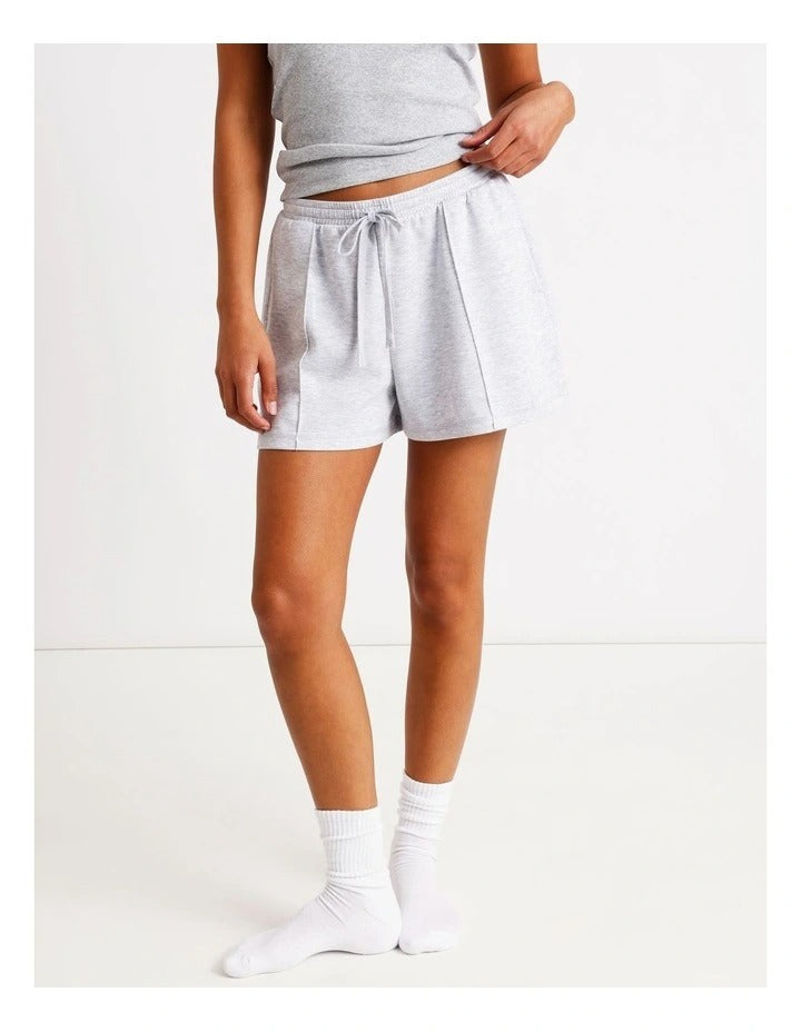 Chloe & Lola Pintuck Scuba Short in soft stretch modal fabric, featuring a drawcord and regular fit