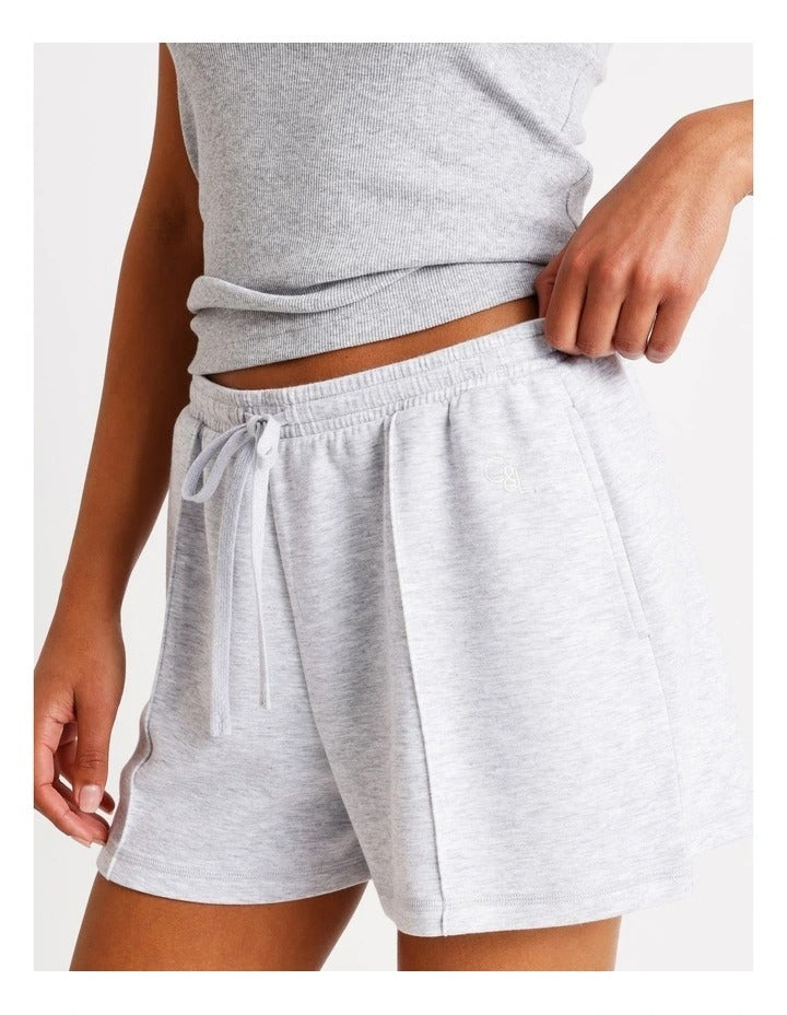 Chloe & Lola Pintuck Scuba Short in soft stretch modal fabric, featuring a drawcord and regular fit