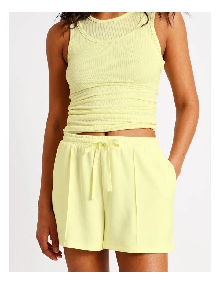 Chloe & Lola Pintuck Scuba Short in soft stretch modal fabric, featuring a drawcord and regular fit.