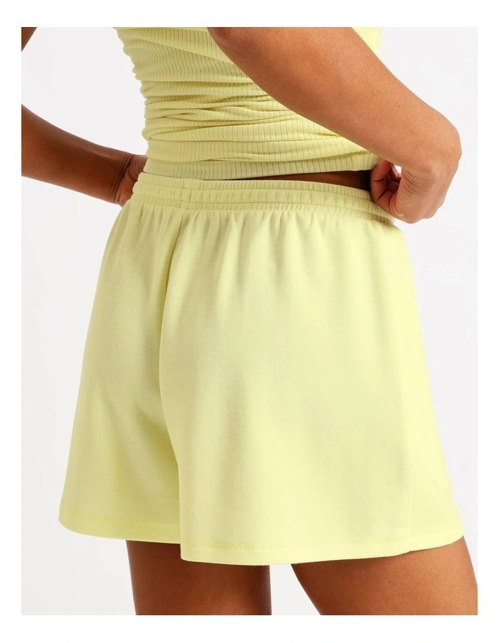 Chloe & Lola Pintuck Scuba Short in soft stretch modal fabric, featuring a drawcord and regular fit.