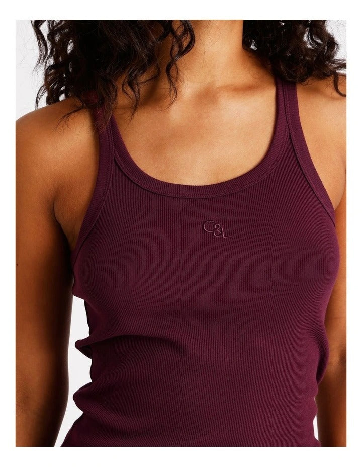 Chloe & Lola Loungewear Rib Square Tank, sleeveless with scoop neck, soft cotton blend, available in sizes 4-20.