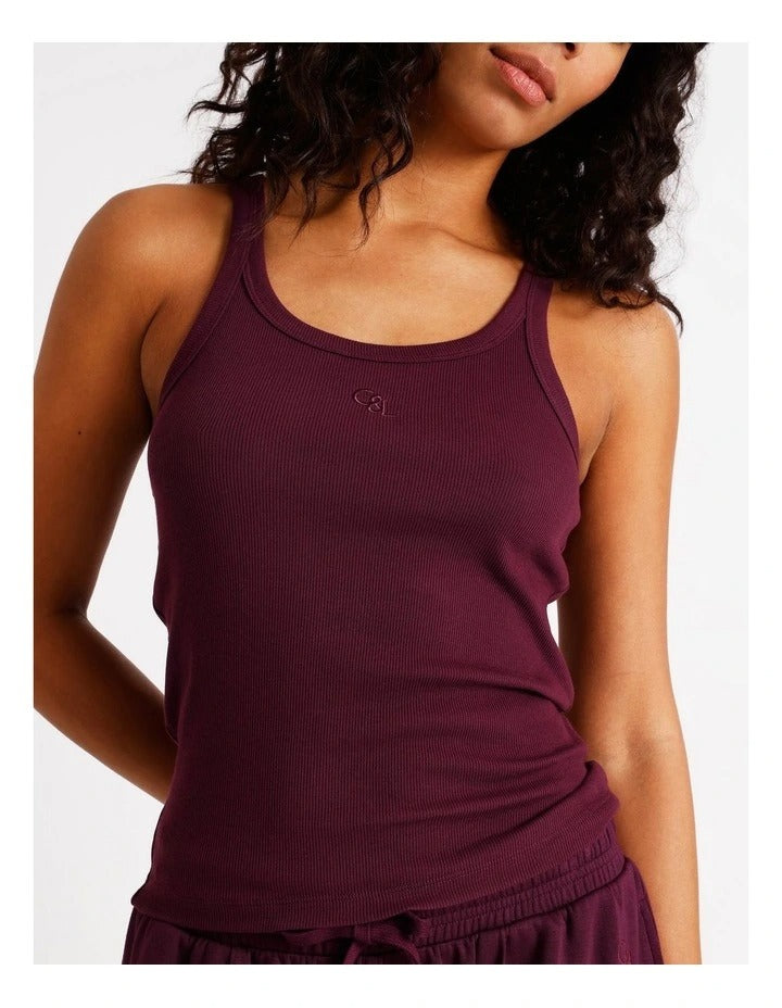 Chloe & Lola Loungewear Rib Square Tank, sleeveless with scoop neck, soft cotton blend, available in sizes 4-20.