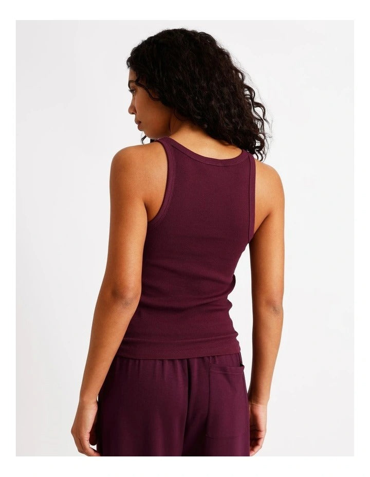 Chloe & Lola Loungewear Rib Square Tank, sleeveless with scoop neck, soft cotton blend, available in sizes 4-20.