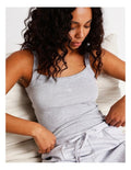 Chloe & Lola Loungewear Rib Square Tank in 100% Polyester, scoop neck, sleeveless, regular fit.
