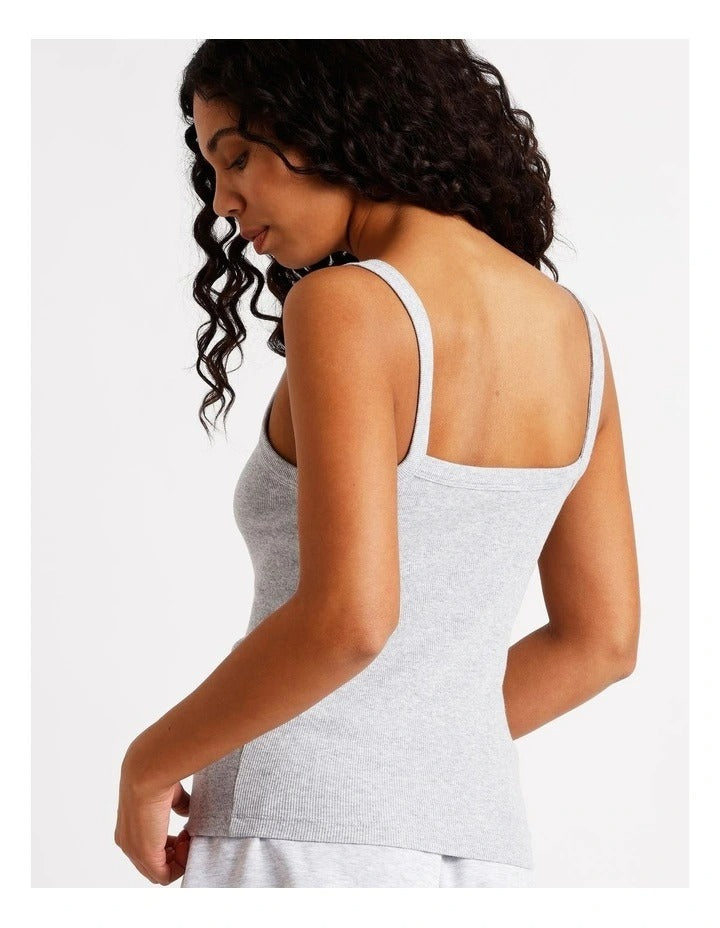 Chloe & Lola Loungewear Rib Square Tank in 100% Polyester, scoop neck, sleeveless, regular fit.