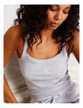 Chloe & Lola Loungewear Rib Square Tank in 100% Polyester, scoop neck, sleeveless, regular fit.
