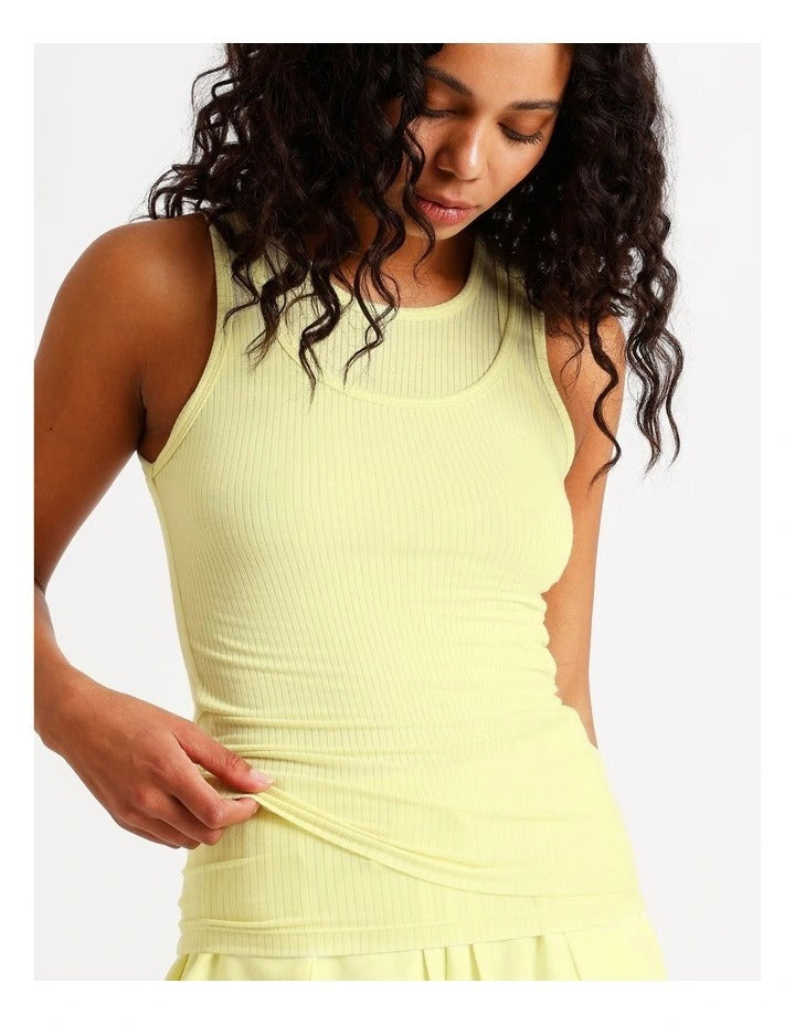 Chloe & Lola Women's Loungewear Double Layer Tank in Light Yellow
