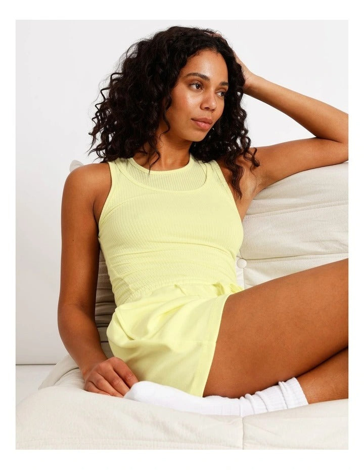 Chloe & Lola Women's Loungewear Double Layer Tank in Light Yellow