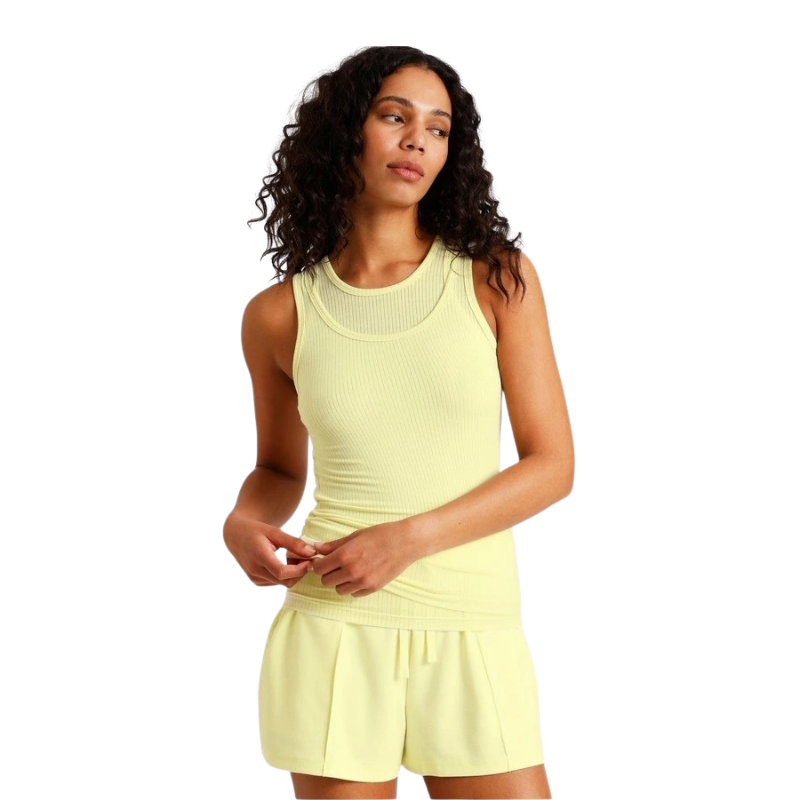 Chloe & Lola Women's Loungewear Double Layer Tank in Light Yellow