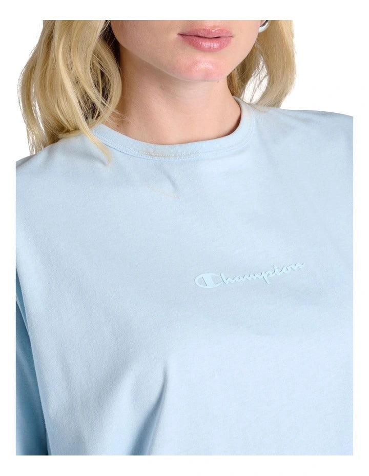 Champion script logo cotton t-shirt in blue