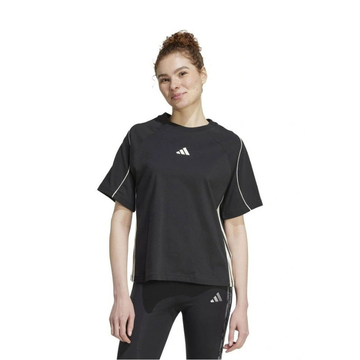 Adidas Stadium Stripes T-shirt in Black with 3-Stripes detail, loose fit, and soft cotton jersey fabric