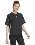 Adidas Stadium Stripes T-shirt in Black with 3-Stripes detail, loose fit, and soft cotton jersey fabric