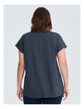 Taking Shape Cotton Active Graphic T-Shirt Graphite – plus size women’s tee with California print, round neck, short sleeves and knit side trim