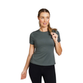 Rockwear Base Layer Travel Tee in Khaki, women’s fitted tee for casual chic comfort, perfect for travel, workouts, and everyday wear.