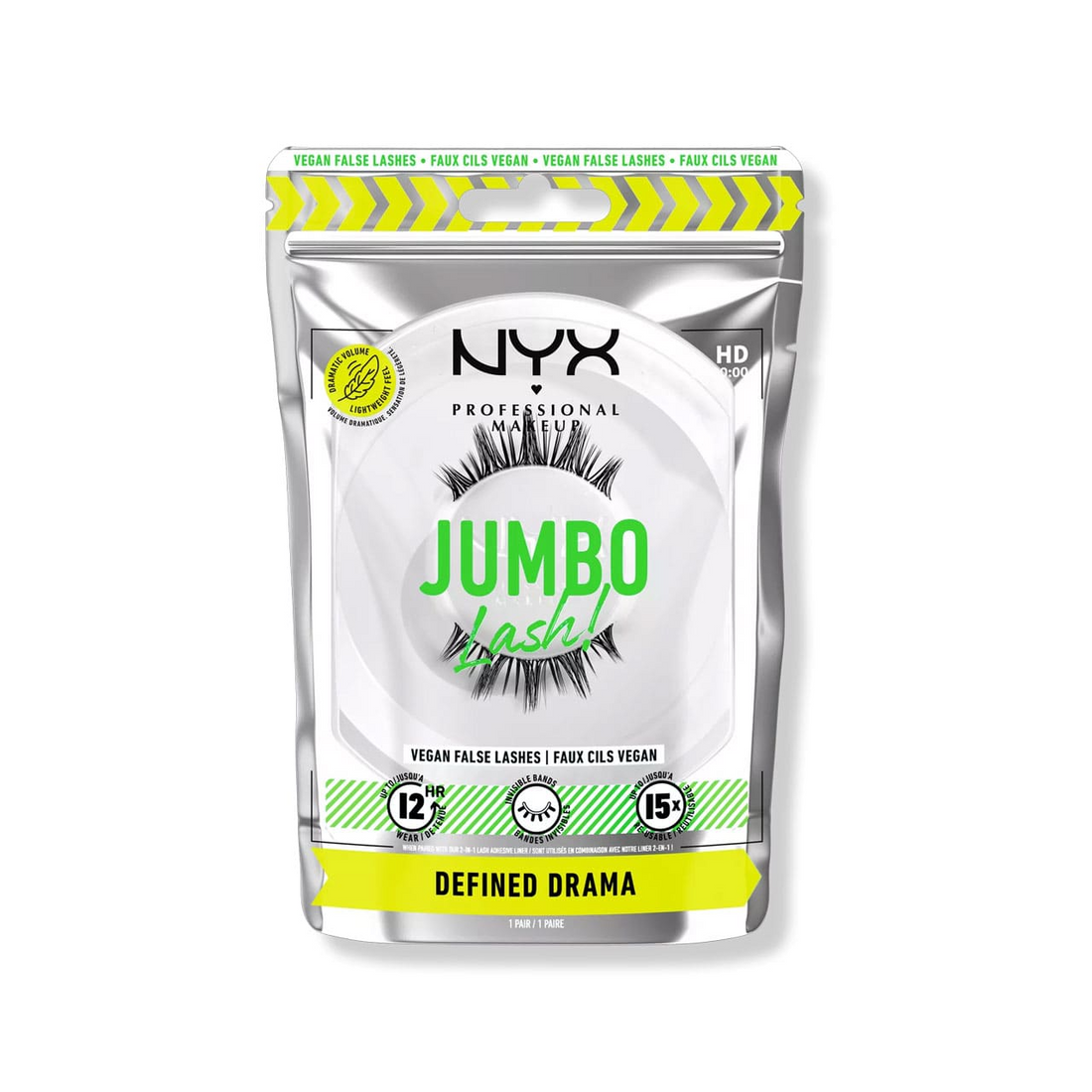 NYX Jumbo Lash Vegan False Lashes Reusable with Case Defined Drama