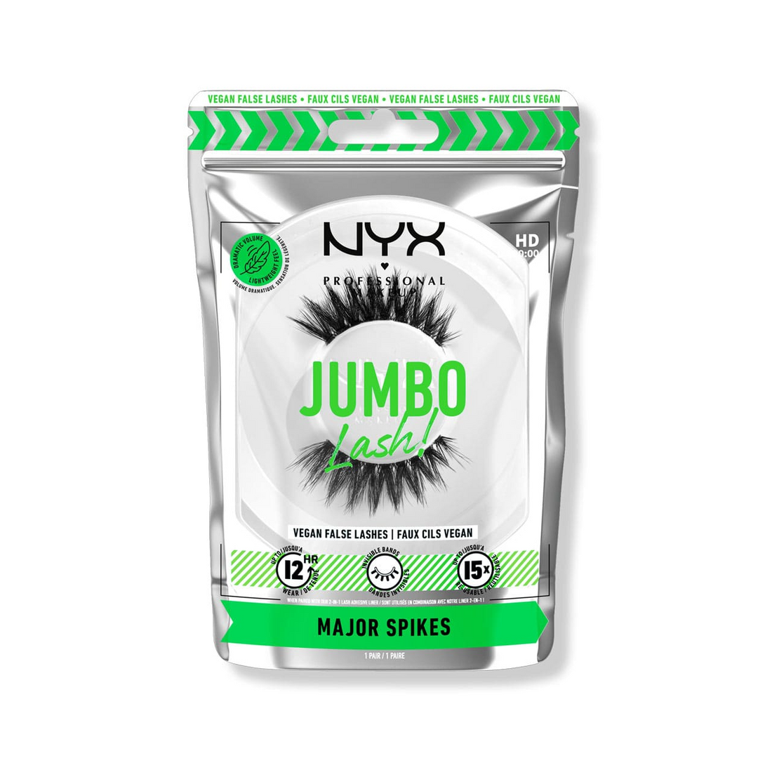 NYX Jumbo Lash Vegan False Lashes Reusable with Case Major Spikes