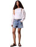 Calvin Klein Jeans white ribbed cotton tank top with slim fit, scoop neck, sleeveless design and woven monogram logo patch