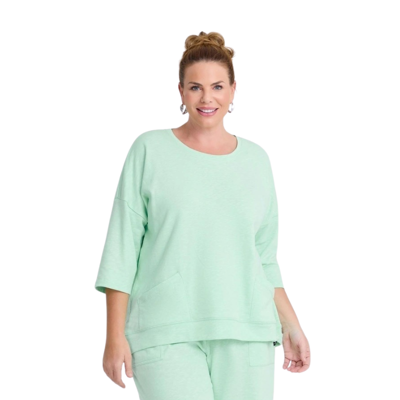 Taking Shape Patch Pocket Sweat in Mint, featuring oversized patch pockets, side splits, and dropped shoulders for a relaxed, stylish fit.