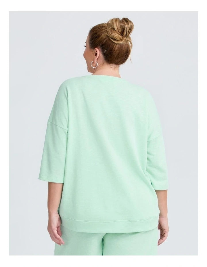 Taking Shape Patch Pocket Sweat in Mint, featuring oversized patch pockets, side splits, and dropped shoulders for a relaxed, stylish fit.