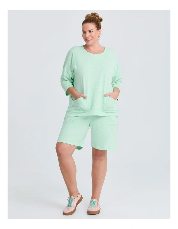 Taking Shape Patch Pocket Sweat in Mint, featuring oversized patch pockets, side splits, and dropped shoulders for a relaxed, stylish fit.