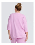 Taking Shape Patch Pocket Sweat in Lilac – plus size cotton-blend top with oversized patch pockets, round neckline, and relaxed fit