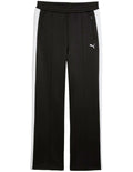 Puma T7 Always On Straight Pants with recycled polyester blend, side stripe panel inserts, zippered seam pockets, elastic waistband, and embroidered Cat Logo