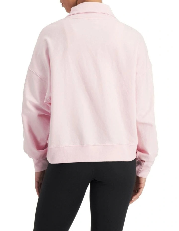 Bonds Move Half Zip Pullover in Pink Sapphire cozy women’s activewear sweatshirt