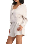 Bonds Move Double Zip Hoodie in White Banksia stylish women’s activewear jacket