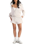 Bonds Move Double Zip Hoodie in White Banksia stylish women’s activewear jacket