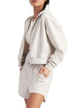 Bonds Move Double Zip Hoodie in White Banksia stylish women’s activewear jacket