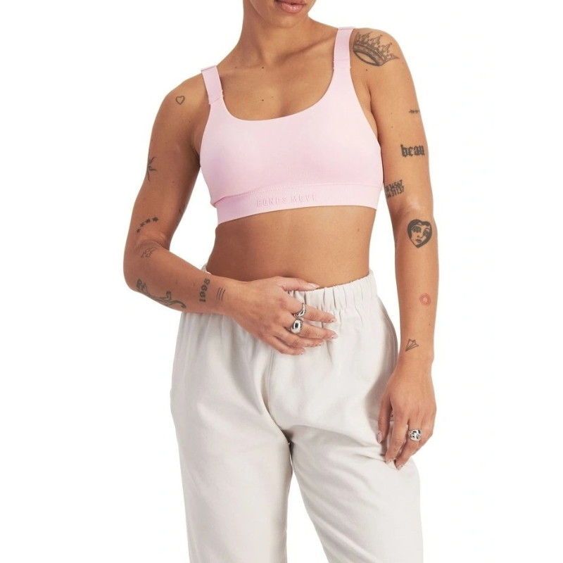 Move Seamless Bralette with adjustable straps, removable cups, and moisture-wicking nylon fabric for medium support and comfort