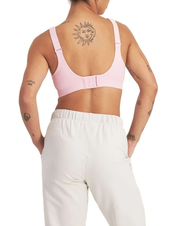 Move Seamless Bralette with adjustable straps, removable cups, and moisture-wicking nylon fabric for medium support and comfort