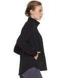 Skechers Hoodless Hoodie GOwalk Shine Jacket 78 in Black – Women’s lightweight active jacket with sleek shine finish and modern hoodless design