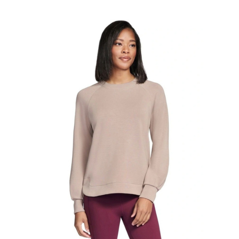 Skechers Skechluxe Elevate Crewneck Jumper in Light Taupe front view