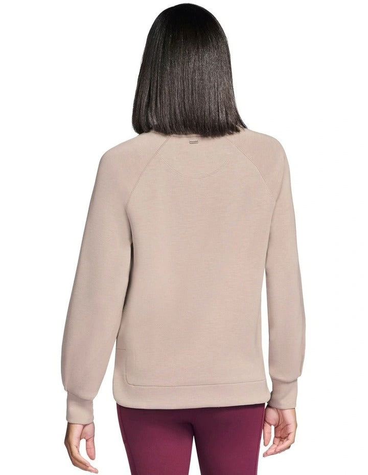 Skechers Skechluxe Elevate Crewneck Jumper in Light Taupe front view