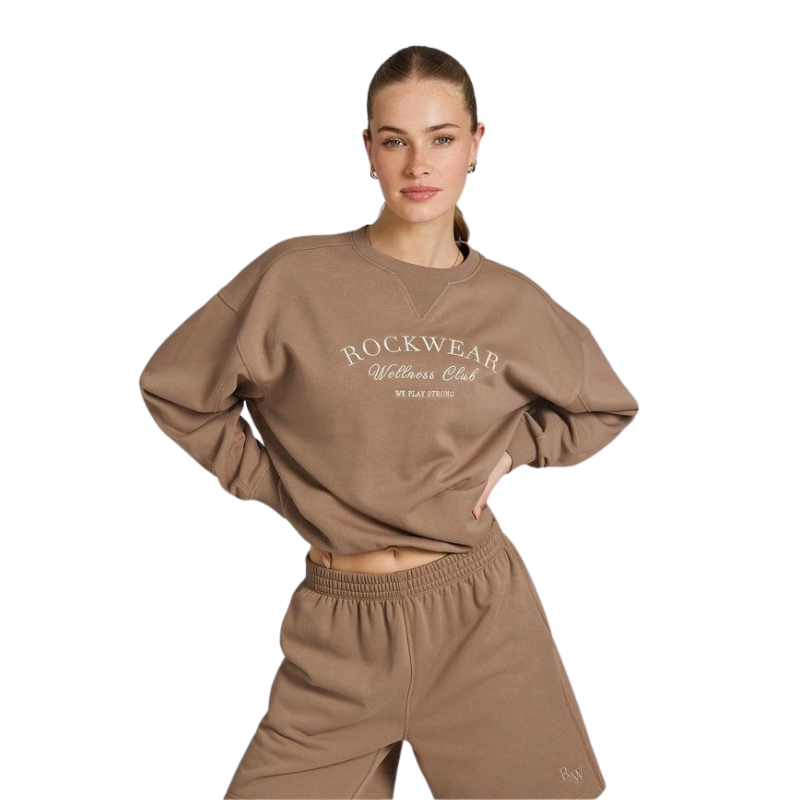 Rockwear Cosy Fleece Crew Sweater in Caramel for Women