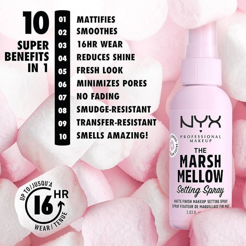 NYX Setting Spray Marshmallow Matte Finish 18ml for long-lasting makeup