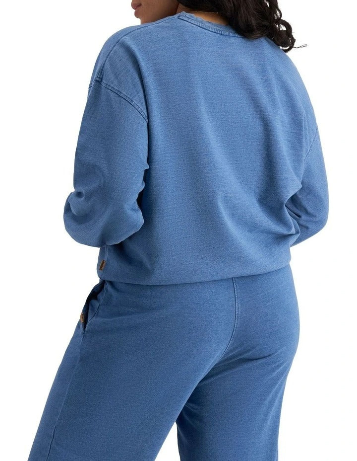 Bonds Denim Wash Pullover in Sky Blue Denim casual women’s sweatshirt