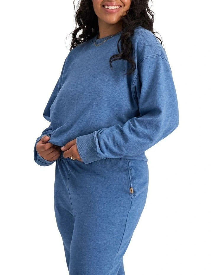 Bonds Denim Wash Pullover in Sky Blue Denim casual women’s sweatshirt