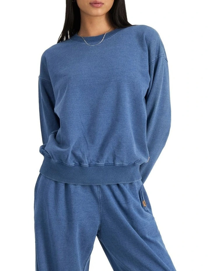 Bonds Denim Wash Pullover in Sky Blue Denim casual women’s sweatshirt