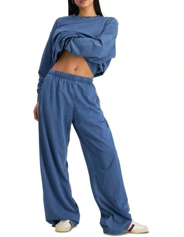 Bonds Denim Wash Wide Leg Trackie in Sky Blue Denim relaxed casual women’s pants