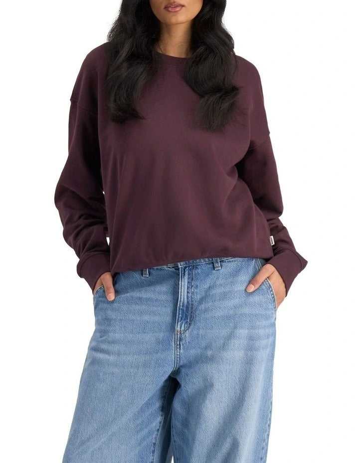 Bonds Sweats Cotton Pullover in Berry Liqueur cozy casual sweatshirt for women