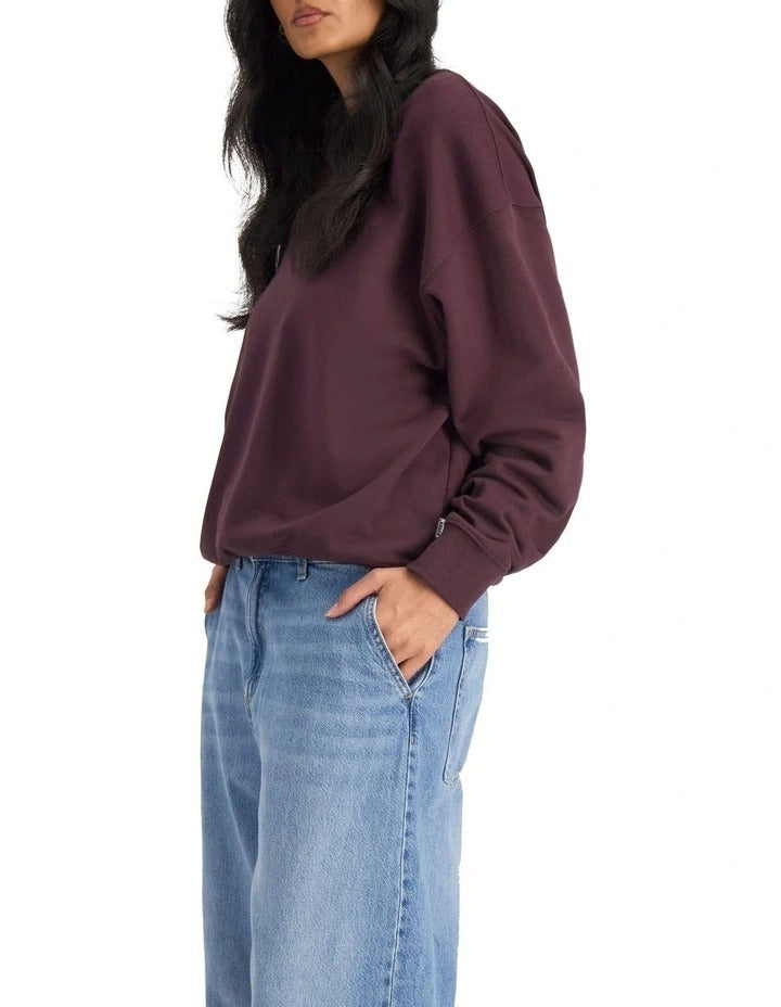 Bonds Sweats Cotton Pullover in Berry Liqueur cozy casual sweatshirt for women