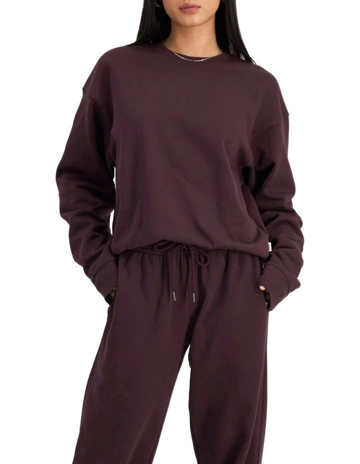 Bonds Sweats Cotton Pullover in Berry Liqueur cozy casual sweatshirt for women