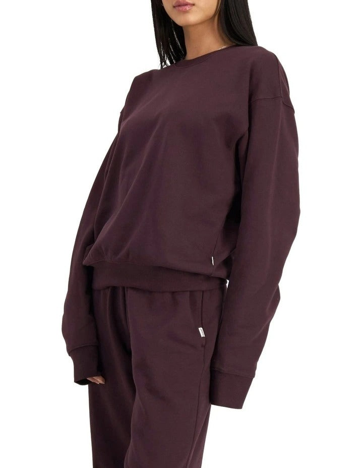 Bonds Sweats Cotton Pullover in Berry Liqueur cozy casual sweatshirt for women