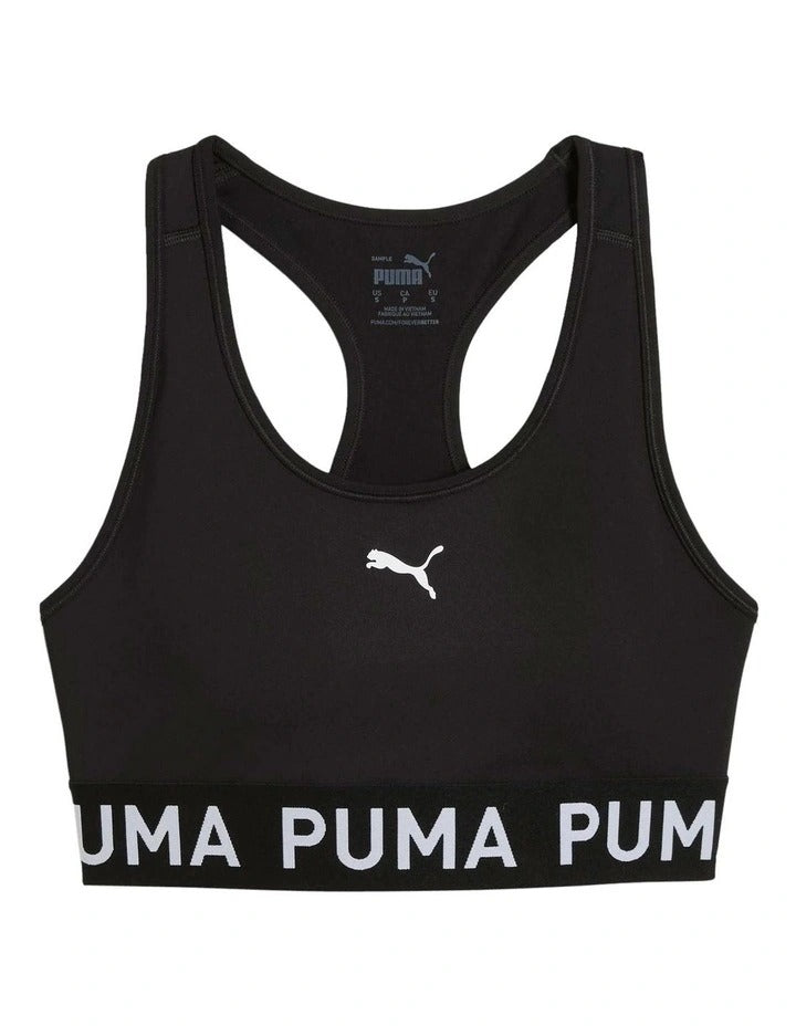 Puma 4Keeps Strong Bra for women with drycell technology, racerback straps, and branded elastic waistband