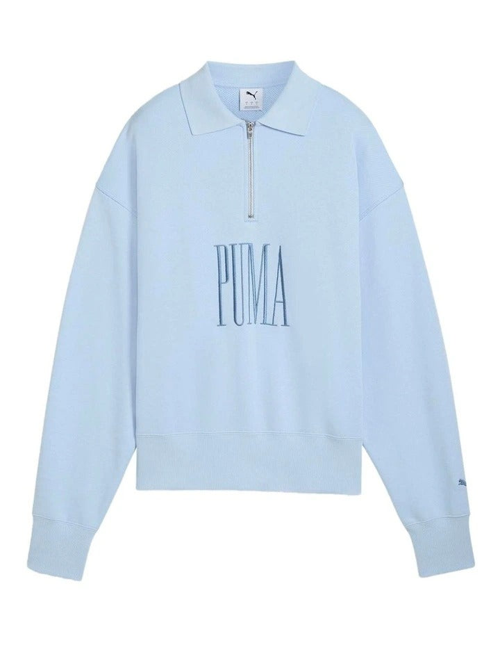 Puma Premium Essentials Polo Crew Jumper in cotton blend – stylish streetwear with timeless design and sustainable comfort