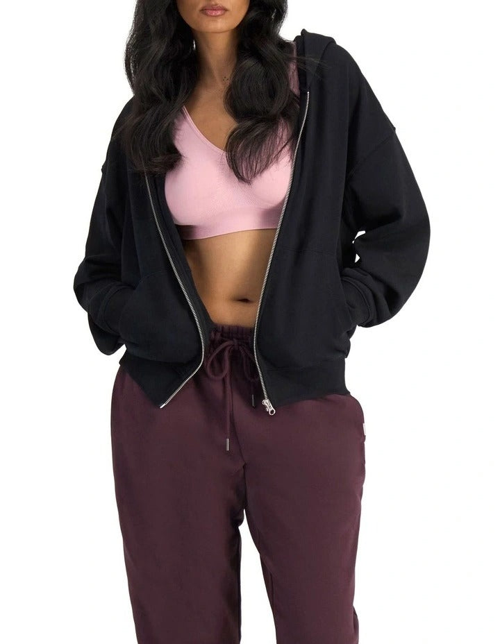 Sweats Cotton Zip Hoodie made from 100% terry cotton with ribbed cuffs, hem, kangaroo pocket, and double-lined hood for casual comfort