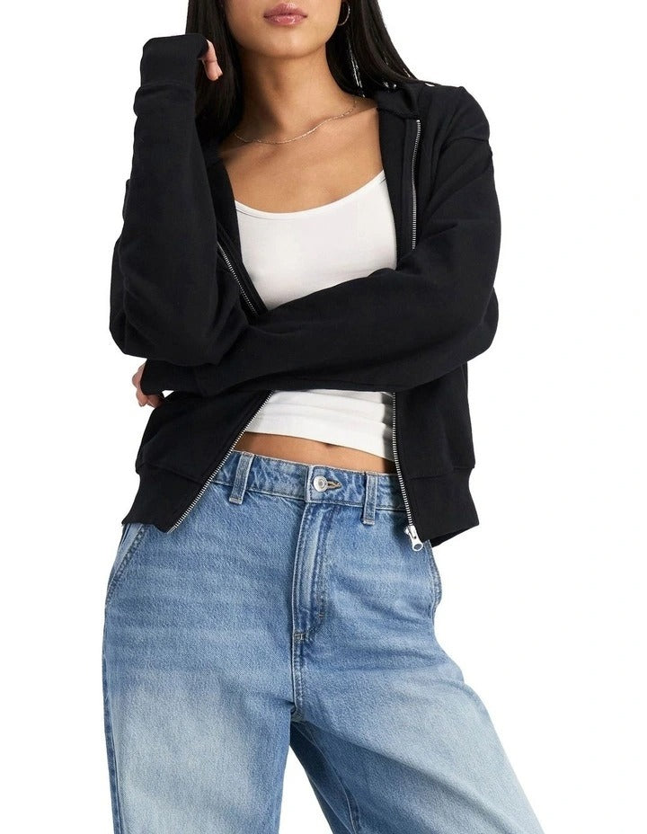 Sweats Cotton Zip Hoodie made from 100% terry cotton with ribbed cuffs, hem, kangaroo pocket, and double-lined hood for casual comfort